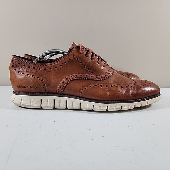 Cole Haan ZeroGrand Wingtip Oxford Shoe Leather British Tan C14493 Mens 11.5 M - Picture 7 of 11